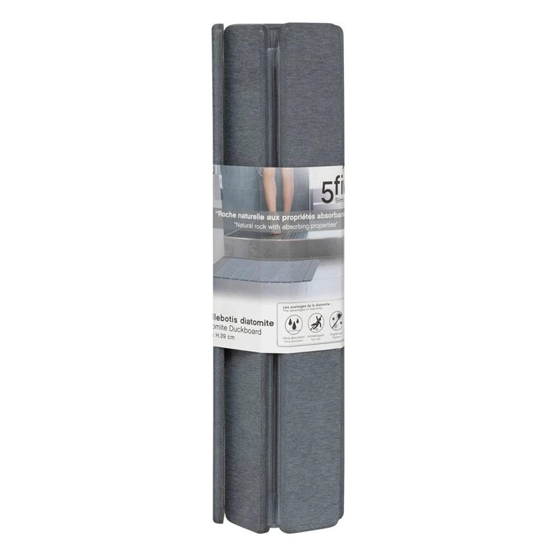 Image secondaire de 5Five - Tapis de Bain Caillebotis en Diatomite Gris 59x39cm – Antidérapant, Séchage Rapide, Facile à Entretenir – Accessoire pou