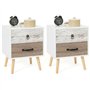 IDMarket - Lot de 2 Tables de Chevet Bahia 2 tiroirs scandinave