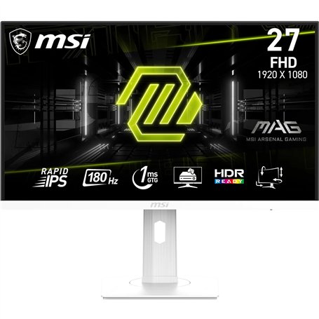 MSI MAG 274PFW Écran Gaming 27'' FHD - Dalle Rapid IPS 1920 x 1080, 180 Hz / 1ms (GtG), 117% sRGB, Design sans Bordure, HDR Read