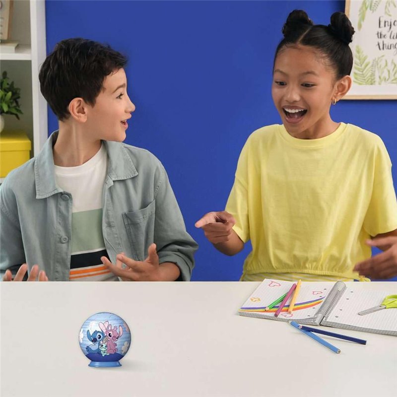 Image secondaire de Ravensburger - Puzzle 3D Ball - Disney Stitch & Angel - A partir de 6 ans - 54 pièces numérotées à assembler sans colle - A coll