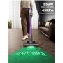 SMOTURE VAC02 550W Aspirateur Balai sans Fil, 45kPa/60min Aspirateur sans Fil Puissant, Rechargeable Support Mural Aspirateur ba