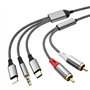 Câble audio RCA 3 en 1, utilisé pour adaptateur de câble Lig-htning vers RCA, câble USB C vers 2 RCA, câble audio auxiliaire 3,5
