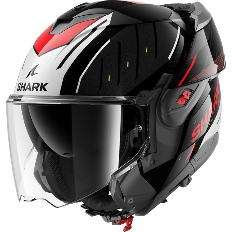 SHARK, Casque Moto Modulable OXO RYDGER Black Silver Red KSR, M
