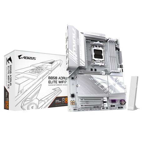 GIGABYTE B850 AORUS Elite WIFI7 Ice Carte Mère - AMD Ryzen 9000 Series CPUs, VRM numérique 12+2+1 Phases, jusqu'à 8200MHz DDR5 (