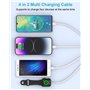 BLITEZZ 4 en 2 Cable Multi pour Chargeur Apple Watch et Phone, 1.2M Cable Multi Chargeur avec Câble USB C/Câble iPhone/Apple Wat