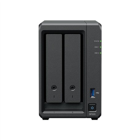 Synology DP320 ActiveProtect, 2 x 8 to de mémoire, 8 Go de RAM, AMD R1600, jusqu'à 1 GbE RJ45