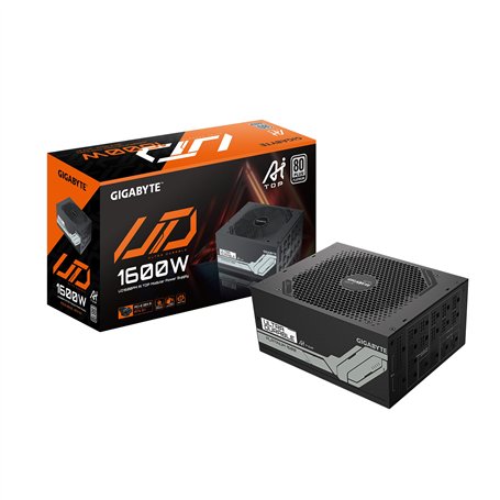 GIGABYTE UD1600PM PG5 AI Top Bloc d'alimentation - PCIe 5.0, 80 Plus Platinum, Design entièrement modulaire, Ventilateur 120 mm,