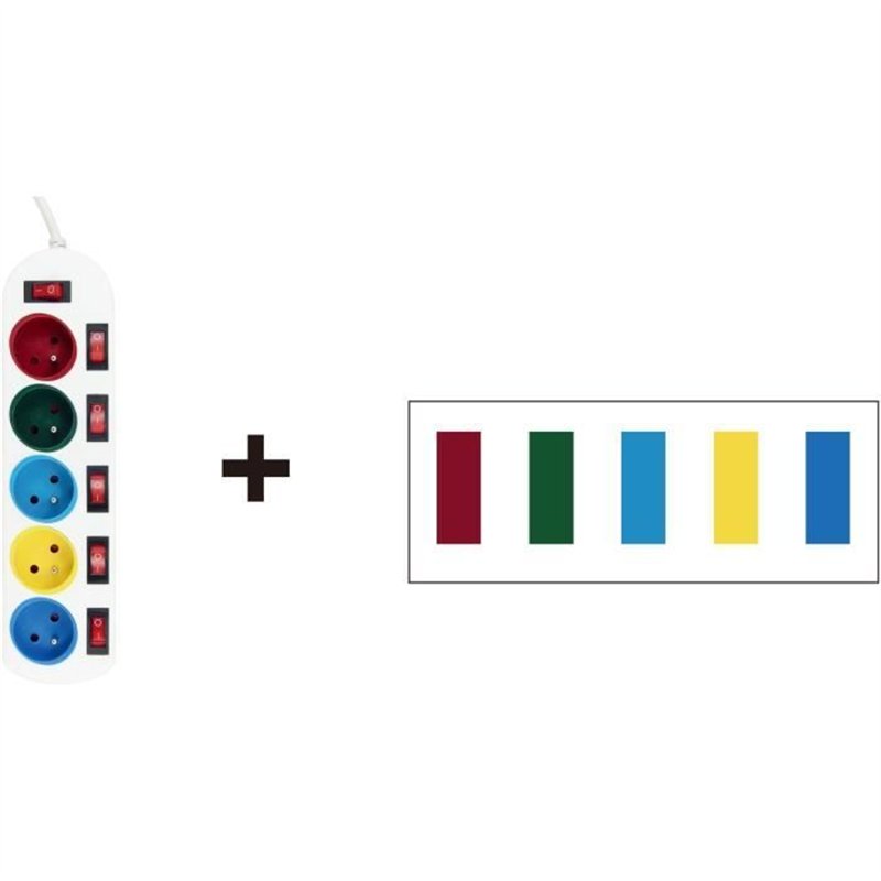 Image secondaire de Bloc multiprise - GAO - 5 prises - Avec interrupteurs, 16A, 230V