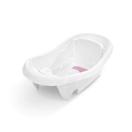 INGENUITY Baignoire bébé évolutive Deluxe rose, de la naissance jusqu'a 3 ans avec hamac bébé inclus