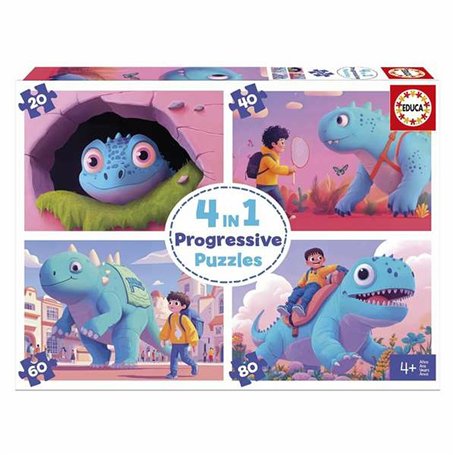 Set de 4 Puzzles Educa Friendly Dinosaurs