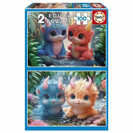 Puzzle Educa Adorable Monsters 100 Pièces (2 Unités)