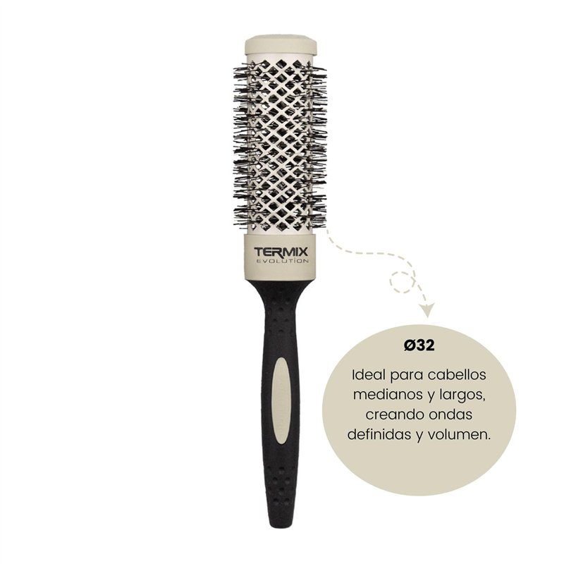 Image secondaire de Termix Evolution Soft Brosse thermique ronde en fibres spécialement conçues pour les cheveux fins et délicats, pour éviter la casse