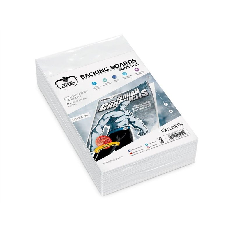 Ultimate Guard UGD020004 100 Backing Boards Taille Silver Size Pour Comics