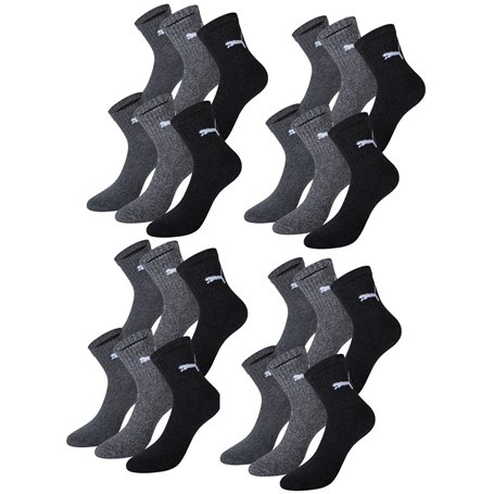 Lot de 12 chaussettes de sport Puma - Courtes - Avec semelle, Mixte, anthracite / grau 207, 43-46