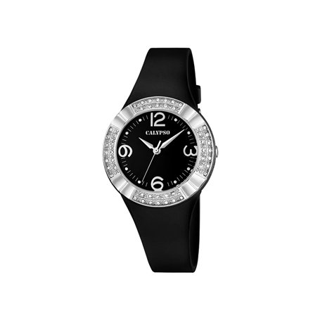 CALYPSO Montre à Mouvement à Quartz pour Femme avec Affichage analogique et Bracelet en Plastique Cadran Noir K5659/4