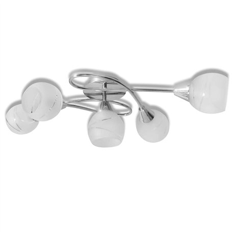 vidaXL Plafonnier avec Abat-Jours en Verre pour 5 Ampoules Lustre Chambre