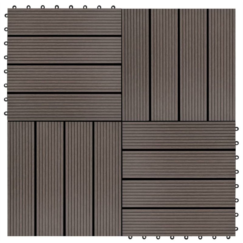 vidaXL 11x Carreaux de Terrasse WPC Marron Foncé Dalle de Patio Plancher