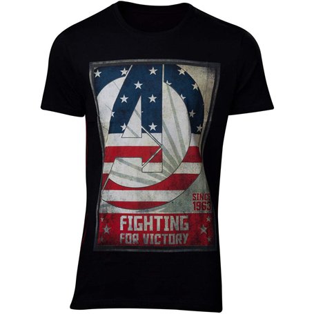 T-Shirt Avengers Homme Se battant pour la Victoire Marvel Cotton Black - XL