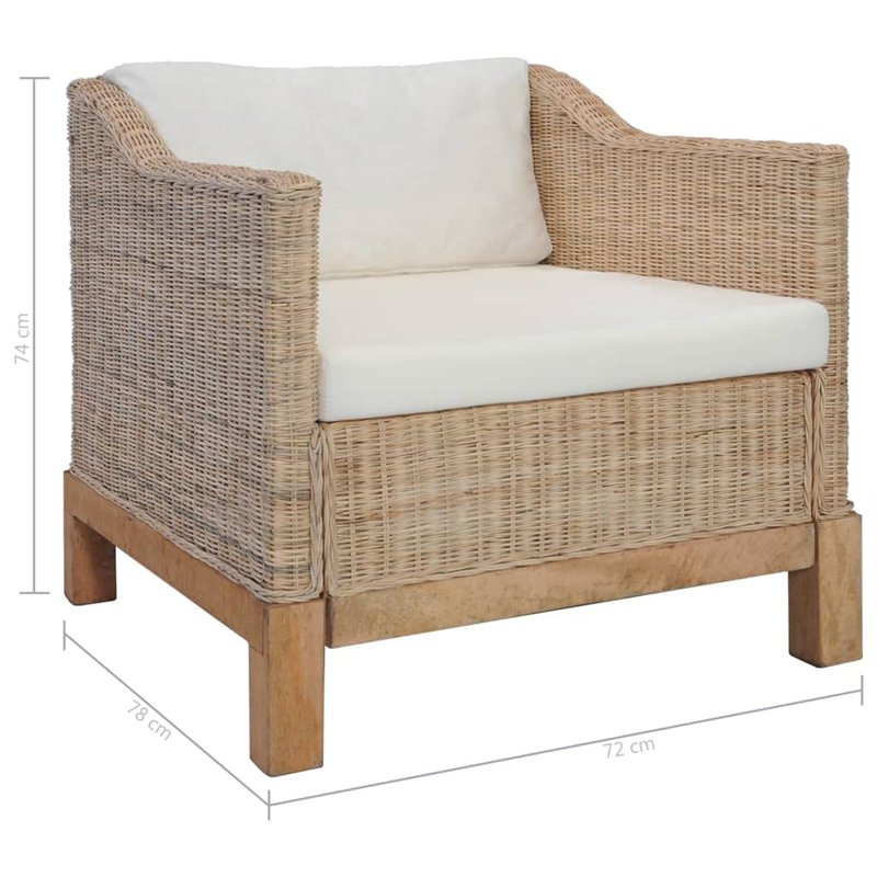 Image secondaire de vidaXL Fauteuil avec Coussins en rotin Naturel