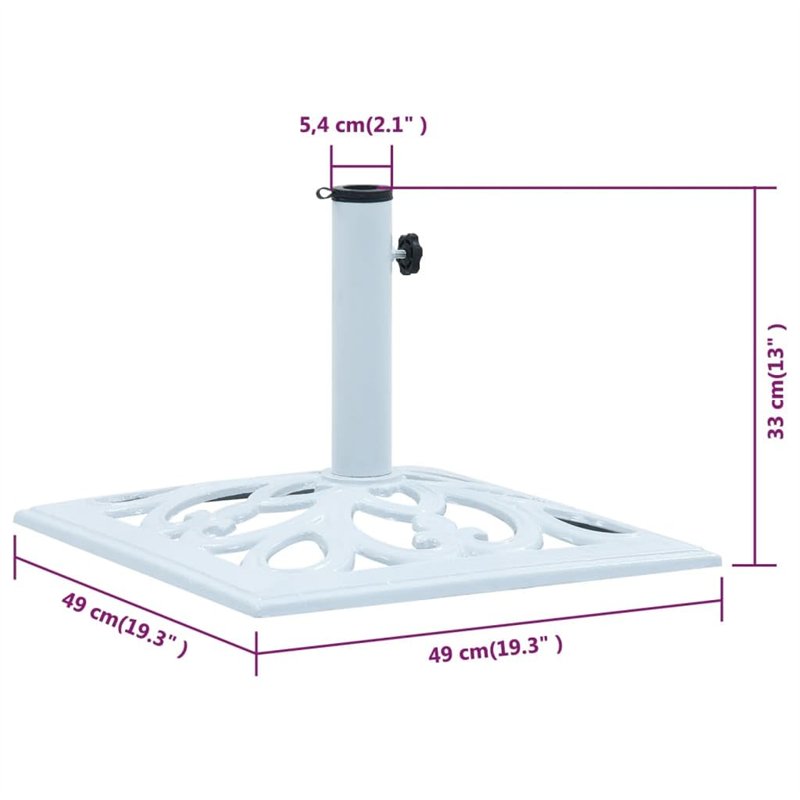 Image secondaire de vidaXL Socle de Parasol Blanc 12 kg 49 cm Fonte