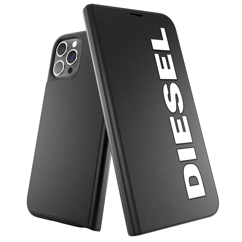 DIESEL Coque Conçu pour iPhone 12 Pro Max 6.7 - Étui de Protection résistant aux Chocs - avec Bords rainurés - Noir et Blanc