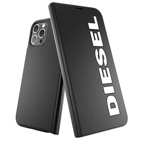 DIESEL Coque Conçu pour iPhone 12 Pro Max 6.7 - Étui de Protection résistant aux Chocs - avec Bords rainurés - Noir et Blanc