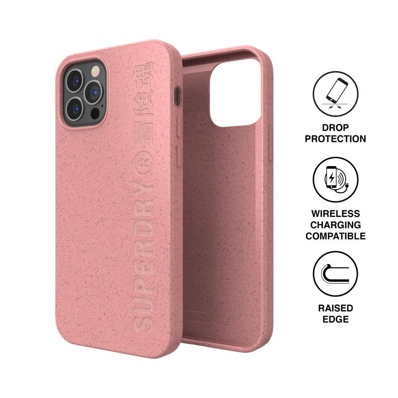 Image secondaire de Superdry Coque de Protection pour iPhone 12 / iPhone 12 Pro 6.1 - Compostable - Matériaux à Base de matières Bio - Rose