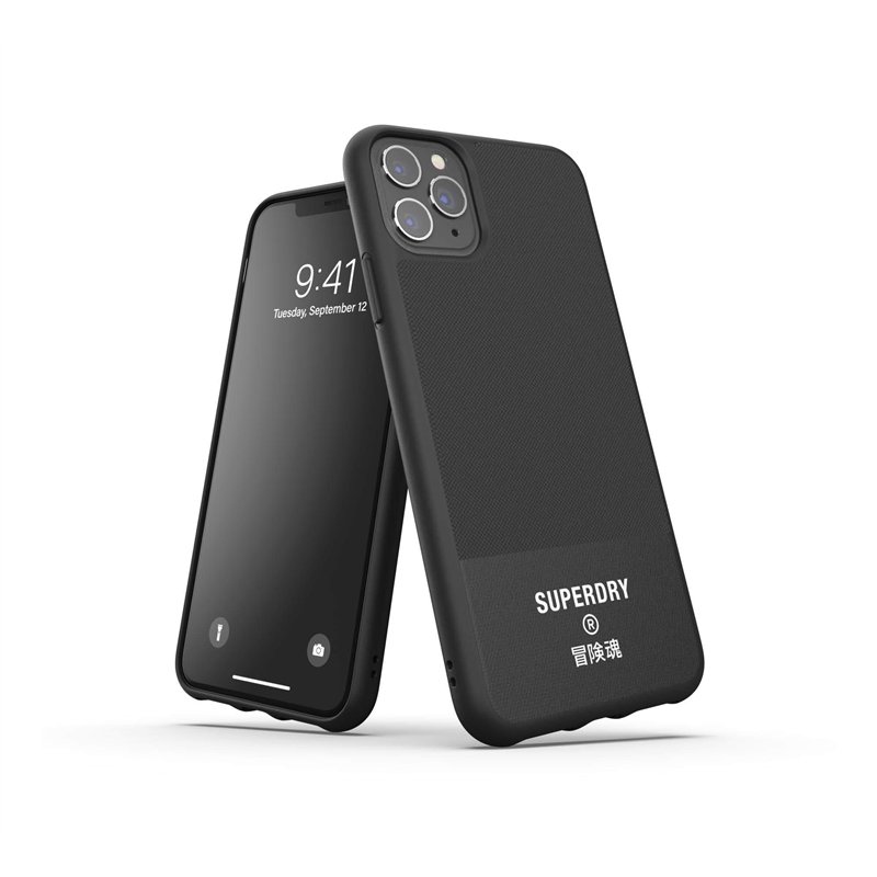 Superdry Coque de Protection en Toile moulée pour iPhone 11 Pro Max Noir