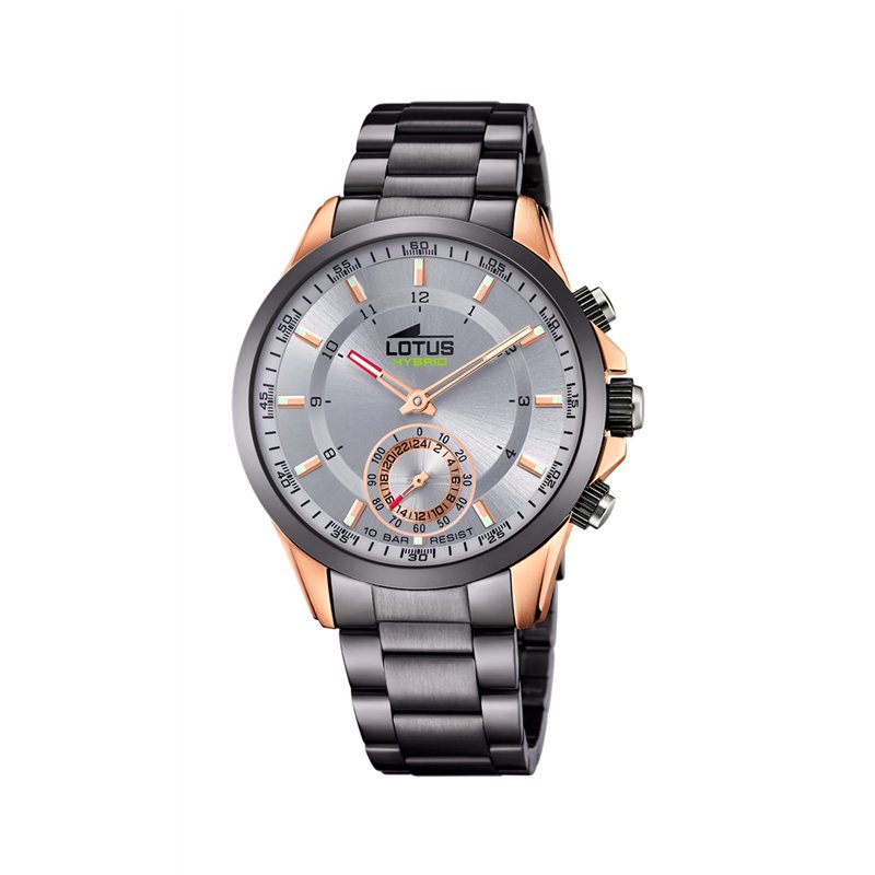 LOTUS Montre modèle 18808/1 de la Collection Connected, boîtier de 43 mm Argent avec Bracelet en Acier Gris pour Homme