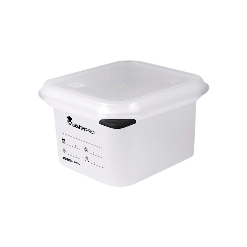 MasterPRO Foodies | Récipient hermétique | 17,6 x 16,2 x 10 cm contenance d'1,7 L | Couvercle double verrouillage | Indicateur d