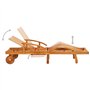 vidaXL Bois d'Acacia Chaise Longue de Jardin avec Table et Coussin Bain de Soleil d'Extérieur Transat de Patio Chaise Longue de 