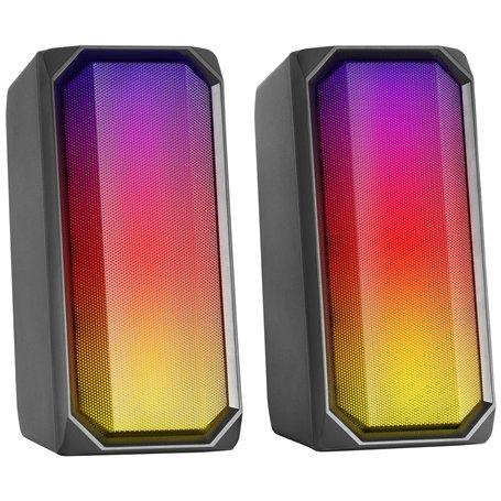 MARSGAMING MSRGB, Haut-Parleur Puissant Bluetooth 15W, RGB Full Mesh, 2 Haut-Parleurs Actifs, Noir