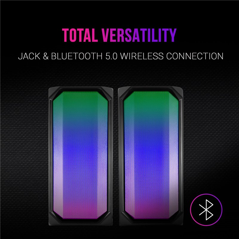 Image secondaire de MARSGAMING MSRGB, Haut-Parleur Puissant Bluetooth 15W, RGB Full Mesh, 2 Haut-Parleurs Actifs, Noir