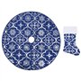 vidaXL Tapis de Sapin de Noël de Luxe avec Chaussette - Décoration de Noël - Bleu - 122 cm