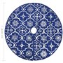 vidaXL Tapis de Sapin de Noël de Luxe avec Chaussette - Décoration de Noël - Bleu - 122 cm
