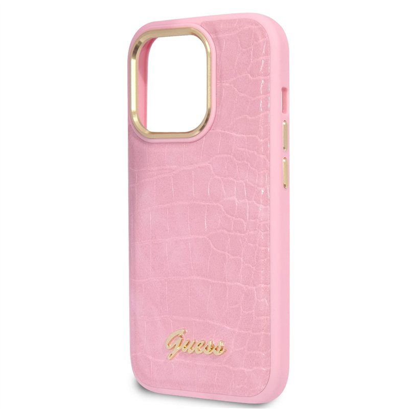 Image secondaire de Guess Coque pour iPhone 14 Pouces Motif Croco Rose Housse de