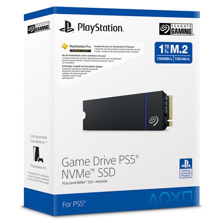 Seagate Game Drive M.2 SSD pour PS5, 1 to, SSD Interne, NVMe 1,4 PCIe 4e génération, jusqu'à 7 300 Mo/s avec dissipateur de Chal