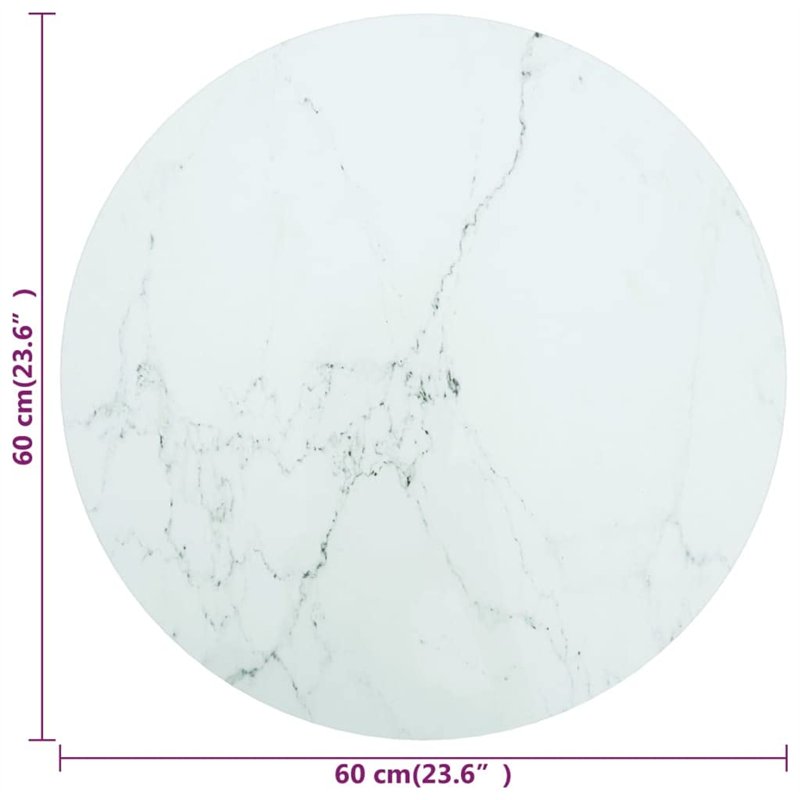 Image secondaire de vidaXL Plateau de table ronde en verre trempé/marbre blanc 60 cm x 0,8 cm, facile à nettoyer, durable, polyvalent