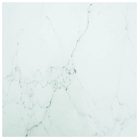 Dessus de table blanc 70x70 cm 6 mm verre trempé design marbre