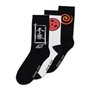 Naruto Shippuden Sasuke CR206027NRT Lot de 3 paires de chaussettes pour homme 43/46 Noir/blanc, noir/blanc
