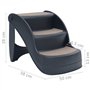 vidaXL Escalier Pliable à 3 Marches pour Chiens Gris Foncé Etape Animaux