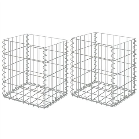 vidaXL Paniers de Gabion 2 pcs Acier galvanisé 30x30x40 cm, clôture en Gabion, Cage en Gabion, Mur de soutènement de gravité en 