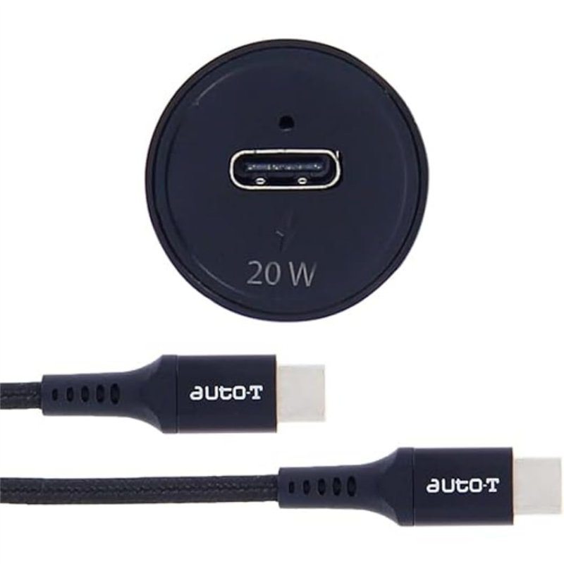 AUTO-T 540225 Chargeur de Téléphone pour Voiture, Kit Câble USB-C + Prise Allume Cigare