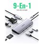 UGREEN Hub USB C HDMI VGA Adaptateur USB C Ethernet Gigabit 1000 Mbps 9 en 1 Dock Multi Ports PD 100W 3 Sorties USB 3.0 5Gbps Co