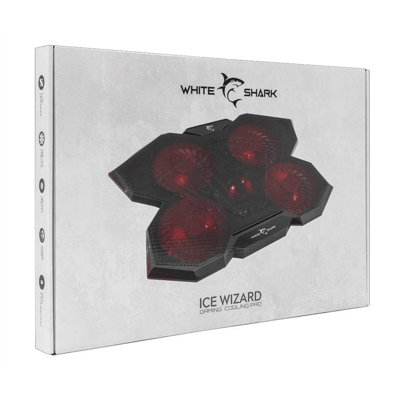 Image secondaire de White Shark Ice Wizard Base de Refroidissement Portable de 15,6 à 17,3 5 Ventilateurs, USB, Silencieux, LED