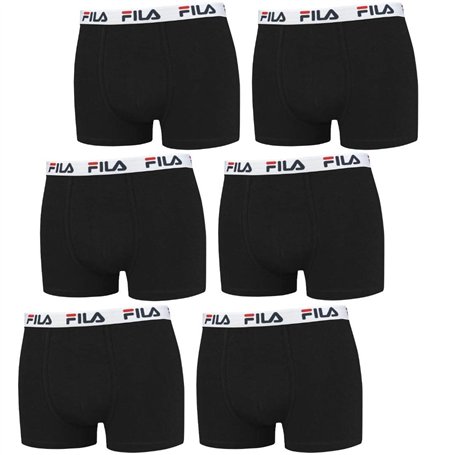 Fila Boxer 6 Pièces - Trunks avec Sportive Logo - Coton Stretch - Plusieurs Couleurs - Noir