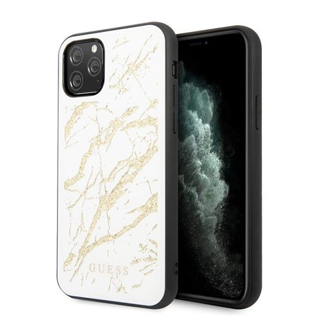 Marble Glitter Glass Series Coque pour iPhone 11 Pro Blanc