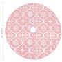 vidaXL Tapis de Sapin de Noël de Luxe avec Chaussette - Décoration de Noël - Rose - 90 cm
