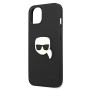 Karl Lagerfeld KLHCP13SPKMK Étui de Protection en Cuir pour iPhone 13 Mini 5,4" Noir Ikonik Karl's Head Metal