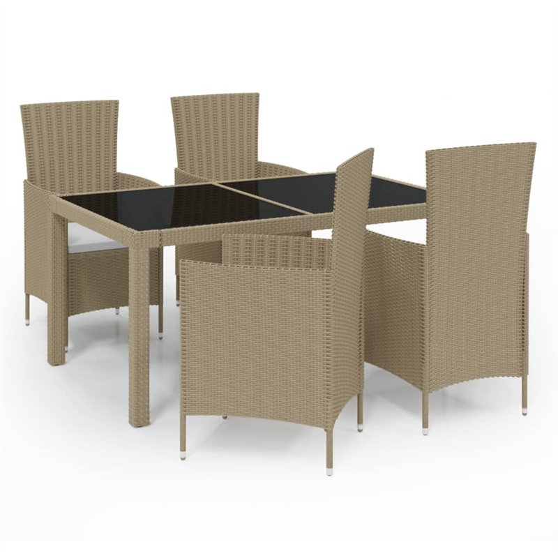vidaXL Mobilier à Dîner de Jardin 5 pcs avec Coussins Ensemble de Salle à Manger Table et Chaises de Repas de Terrasse Patio Rés